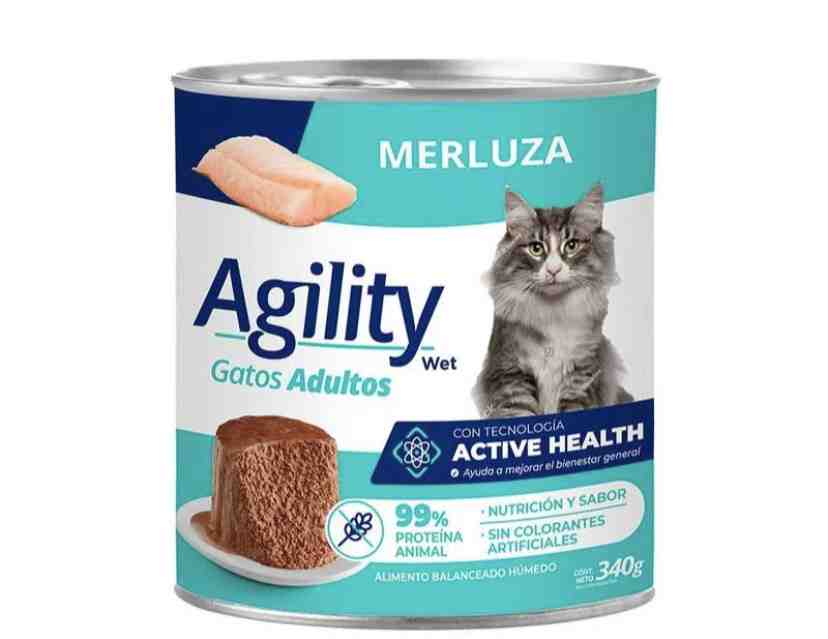 LATA AGILITY GATO ADULTO MERLUZA 340 GM 